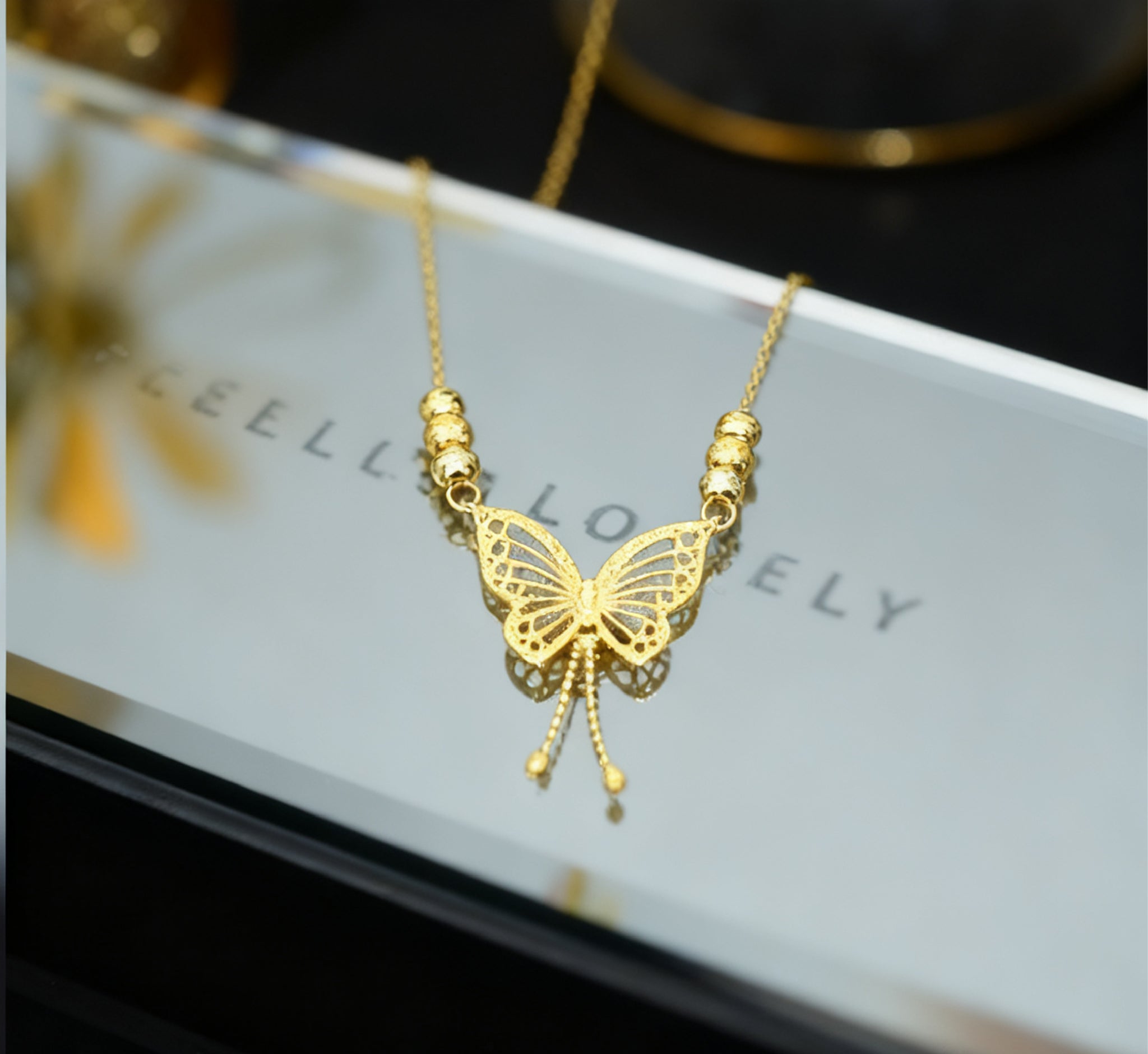 Gold Butterfly Pendant Necklace
