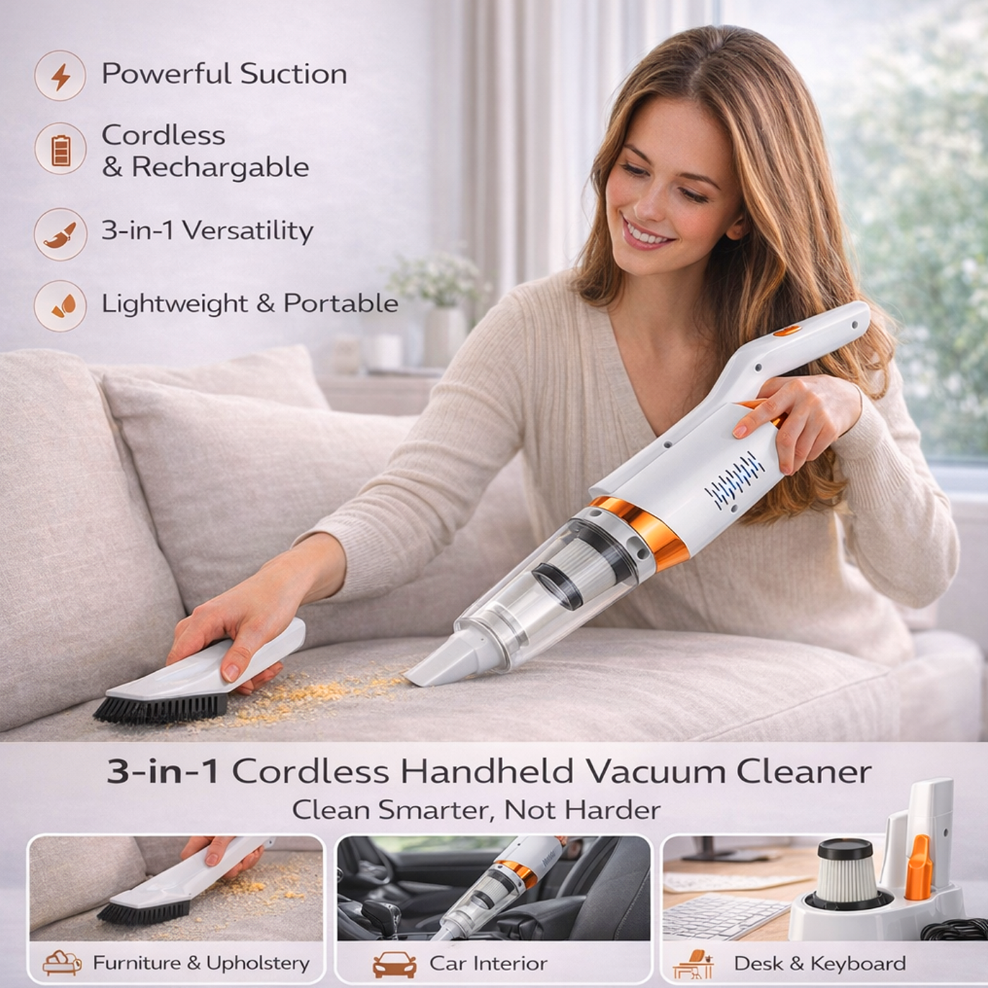 Wireless Vacuum Cleaner 3-in-1